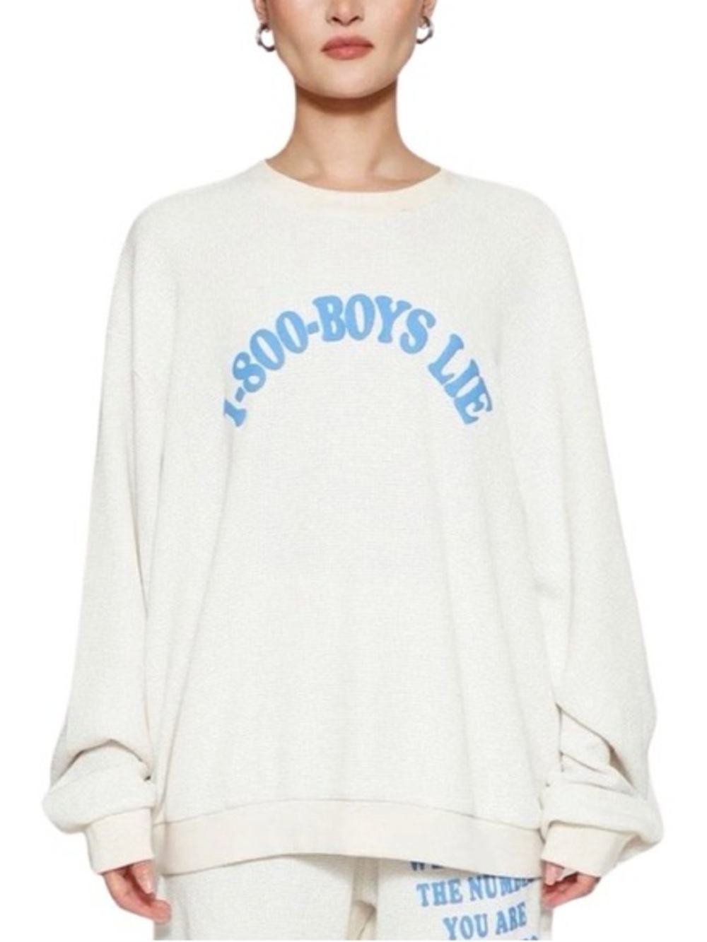 Boys Lie Cream Crewneck AND pants SET with Sky Blue Arched Logo